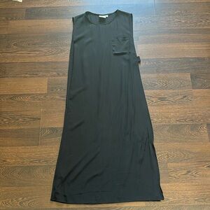 OAK NYC Silk Open Side Sleeveless Maxi Dress Black Small